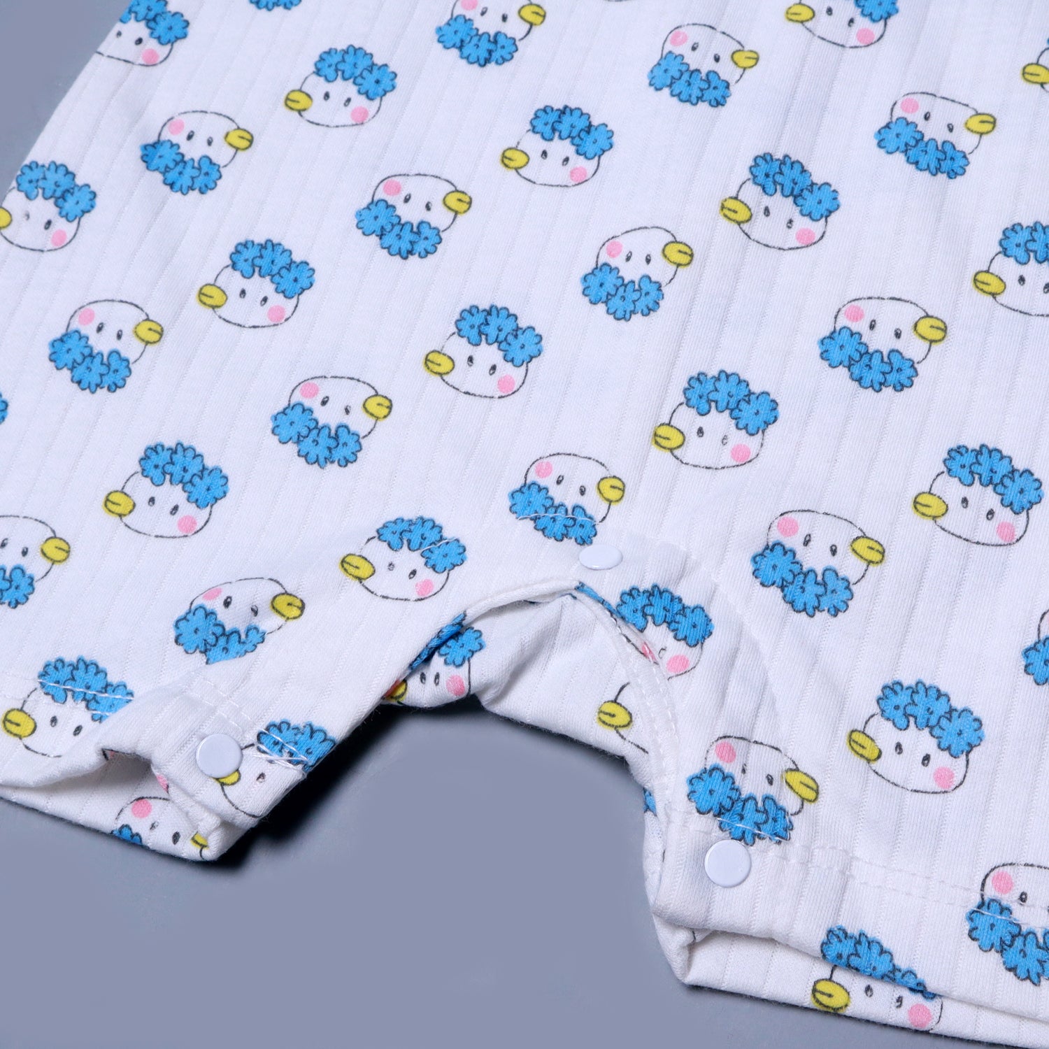 WHITE DUCK FACE PRINTED COTTON JERSY FABRIC ROMPER