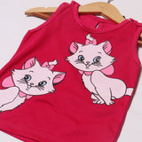 BLUSH PINK CATS PRINTED T-SHIRT TOP FOR GIRLS