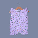 LIGHT PURPLE RABBIT & CARROT PRINTED COTTON JERSY FABRIC ROMPER