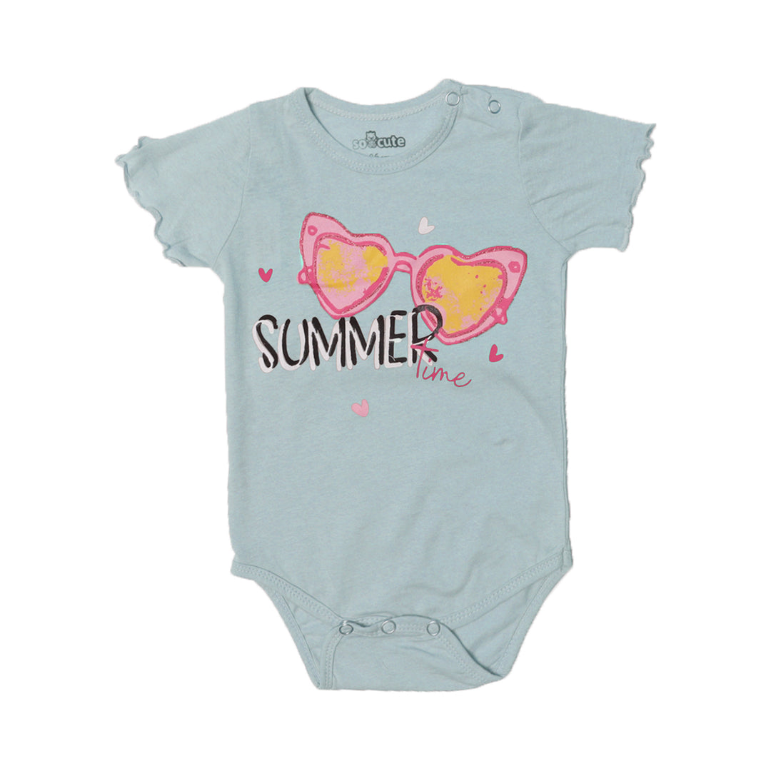 SKY BLUE SUMMER TIME PRINTED ROMPER