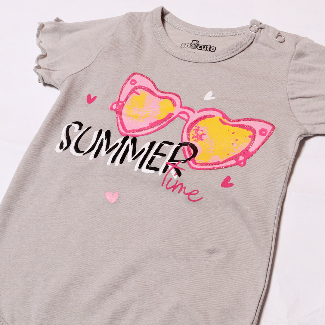 LIGHT GREY SUMMER TIME PRINTED ROMPER