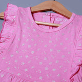 PINK FRIL HEARTS PRINTED COTTON JERSY FABRIC ROMPER