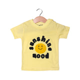 YELLOW SUNSHINE MOOD EMBROIDERED HALF SLEEVES T-SHIRT FOR BOYS