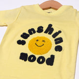 YELLOW SUNSHINE MOOD EMBROIDERED HALF SLEEVES T-SHIRT FOR BOYS