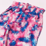 PINK WITH BLUE PAINTING DESIGN FRIL POCKETS PAJAMA FOR GIRLS
