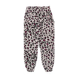 GREY WITH BLACK CHEETAH PRINTED FRIL POCKETS PAJAMA FOR GIRLS