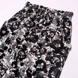 WHITE WITH BLACK FLOWERS PRINTED FRIL POCKETS PAJAMA FOR GIRLS