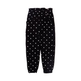 BLACK POLKA DOTS PRINTED FRIL POCKETS PAJAMA FOR GIRLS
