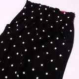 BLACK POLKA DOTS PRINTED FRIL POCKETS PAJAMA FOR GIRLS