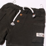 DARK GREEN DOUBLE POCKET WITH BUTTON SHORT FOR BOYS