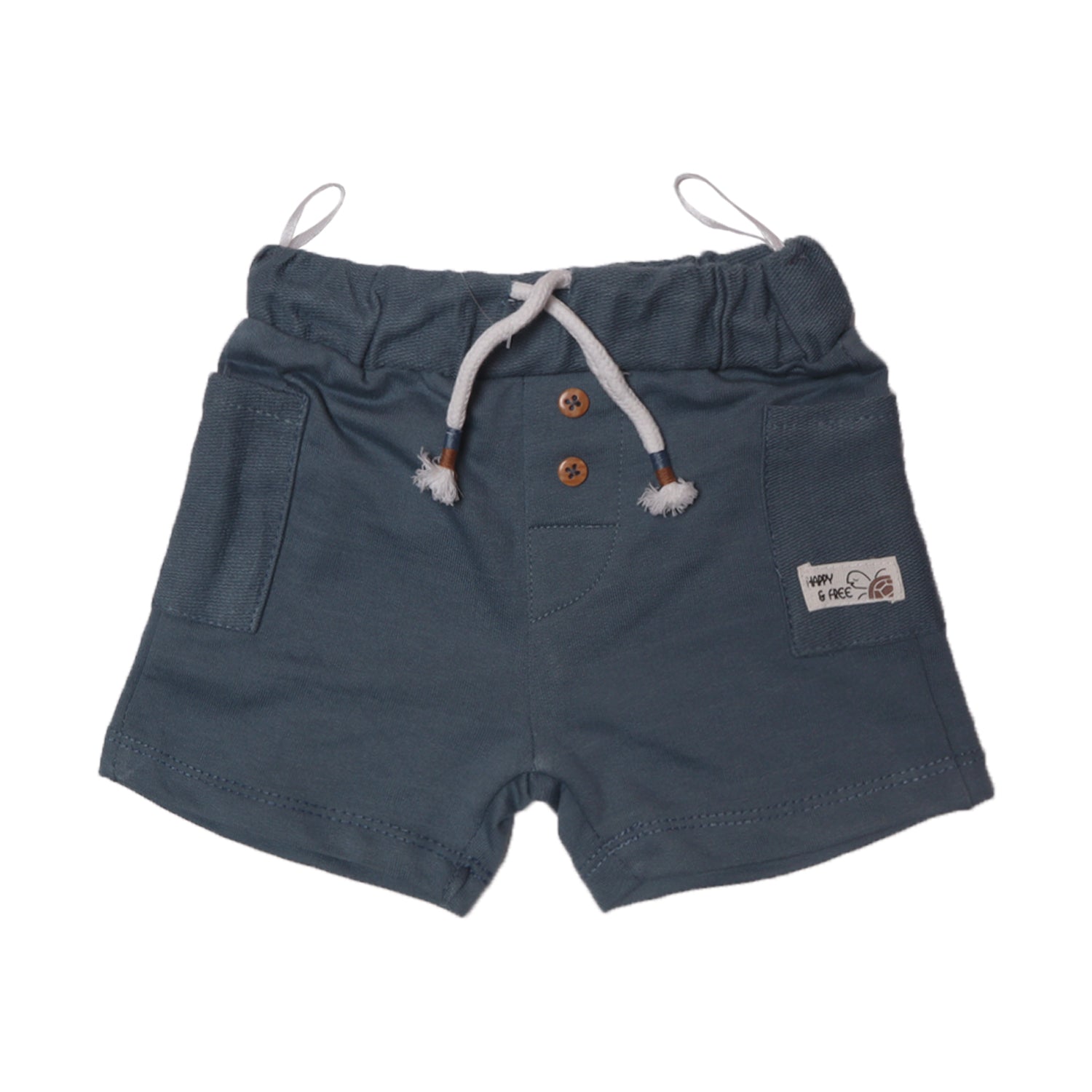 DULL BLUE DOUBLE POCKET WITH BUTTON SHORT FOR BOYS