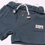 DULL BLUE DOUBLE POCKET WITH BUTTON SHORT FOR BOYS