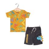 MUSTARD DINO & CHARCOAL GREY DINO PRINTED BABA SUIT