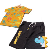 MUSTARD DINO & CHARCOAL GREY DINO PRINTED BABA SUIT