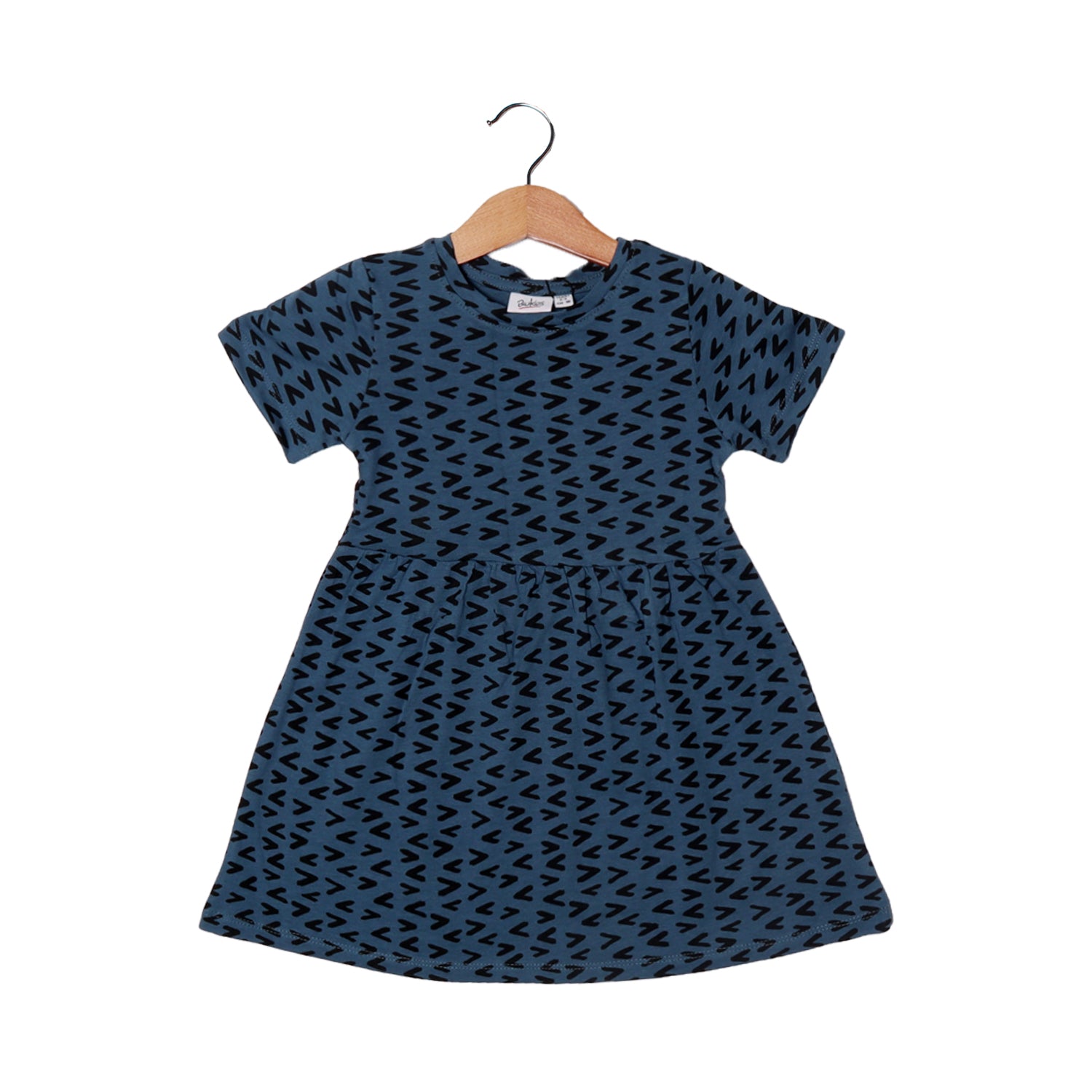 TEAL BLUE PATTERN PRINTED FROCK FOR GIRLS