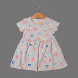 LIGHT GREY HEARTS PRINTED FROCK FOR GIRLS