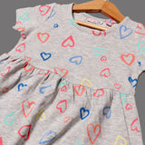 LIGHT GREY HEARTS PRINTED FROCK FOR GIRLS