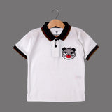 WHITE POLO "PANDA FACE" PRINTED HALF SLEEVES T-SHIRT