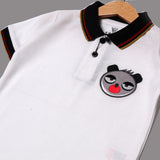 WHITE POLO "PANDA FACE" PRINTED HALF SLEEVES T-SHIRT
