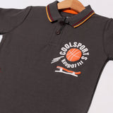 GREY POLO "COOL SPORTS" PRINTED HALF SLEEVES T-SHIRT