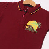 MAROON POLO "SUN SET TREE" PRINTED HALF SLEEVES T-SHIRT