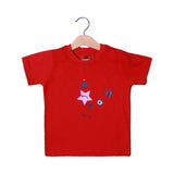 RED SUPER CAT PRINTED HALF SLEEVES T-SHIRT FOR SUMMERS
