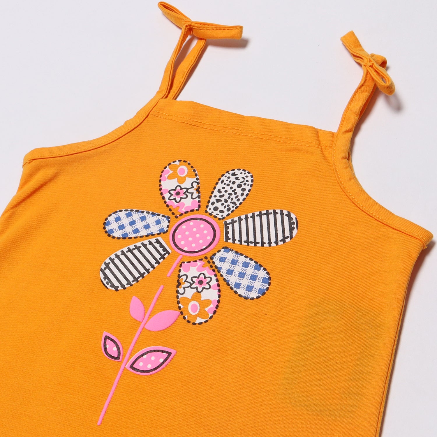 MUSTARD WITH SUN FLOWER PRINTED TOP FOR GIRLS