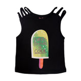 BLACK EVERYTHING IS COOL PRINTED TOP FOR GIRLS