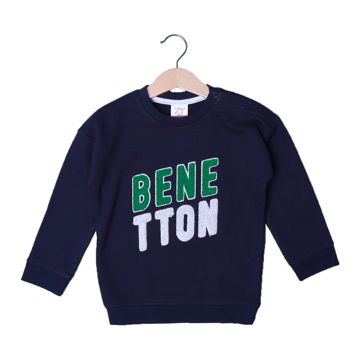 NAVY BLUE "BENE TTON" EMBROIDERED TERRY FABRIC SWEATSHIRT Secondary image