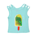 SKY BLUE EVERYTHING IS COOL PRINTED TOP FOR GIRLS