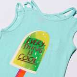 SKY BLUE EVERYTHING IS COOL PRINTED TOP FOR GIRLS