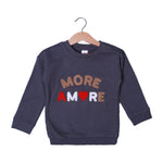 Load image into Gallery viewer, GREY &quot;MORE AMORE&quot; EMBROIDERED TERRY FABRIC SWEATSHIRT
