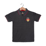 CHARCOAL GREY POLO "CHAMPS 98" PRINTED HALF SLEEVES T-SHIRT