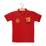 RED POLO "19 AUTHENTIC" PRINTED HALF SLEEVES T-SHIRT