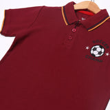 MAROON POLO "SOCCER CHAMP" PRINTED HALF SLEEVES T-SHIRT
