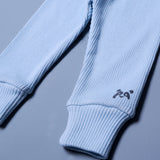 SKY BLUE PANDA PRINT WITH CAP RIBBED FABRIC SUIT FOR WINTERS