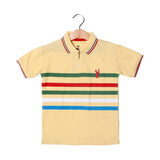 NEW YELLOW POLO WITH "MULTI COLOR LINES" PRINTED HALF SLEEVES T-SHIRT