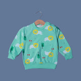 SEA GREEN LION PRINT TERRY FABRIC WINTERS SUIT