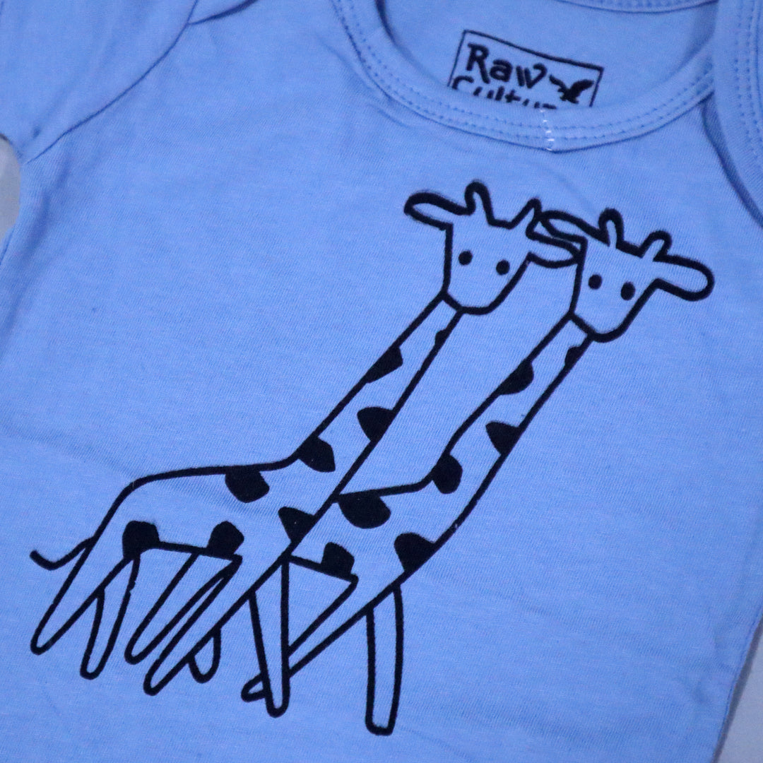 BLUE "GIRAFFE" PRINTED ROMPER FOR SUMMERS