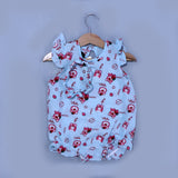 SKY BLUE BEAR LOTSO PRINT WITH BAND ROMPER FOR GIRLS