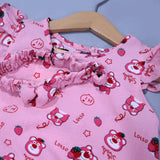 BABY PINK BEAR LOTSO PRINT WITH BAND ROMPER FOR GIRLS