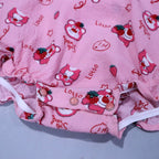 BABY PINK BEAR LOTSO PRINT WITH BAND ROMPER FOR GIRLS