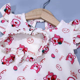 CREAM BEAR LOTSO PRINT WITH BAND ROMPER FOR GIRLS