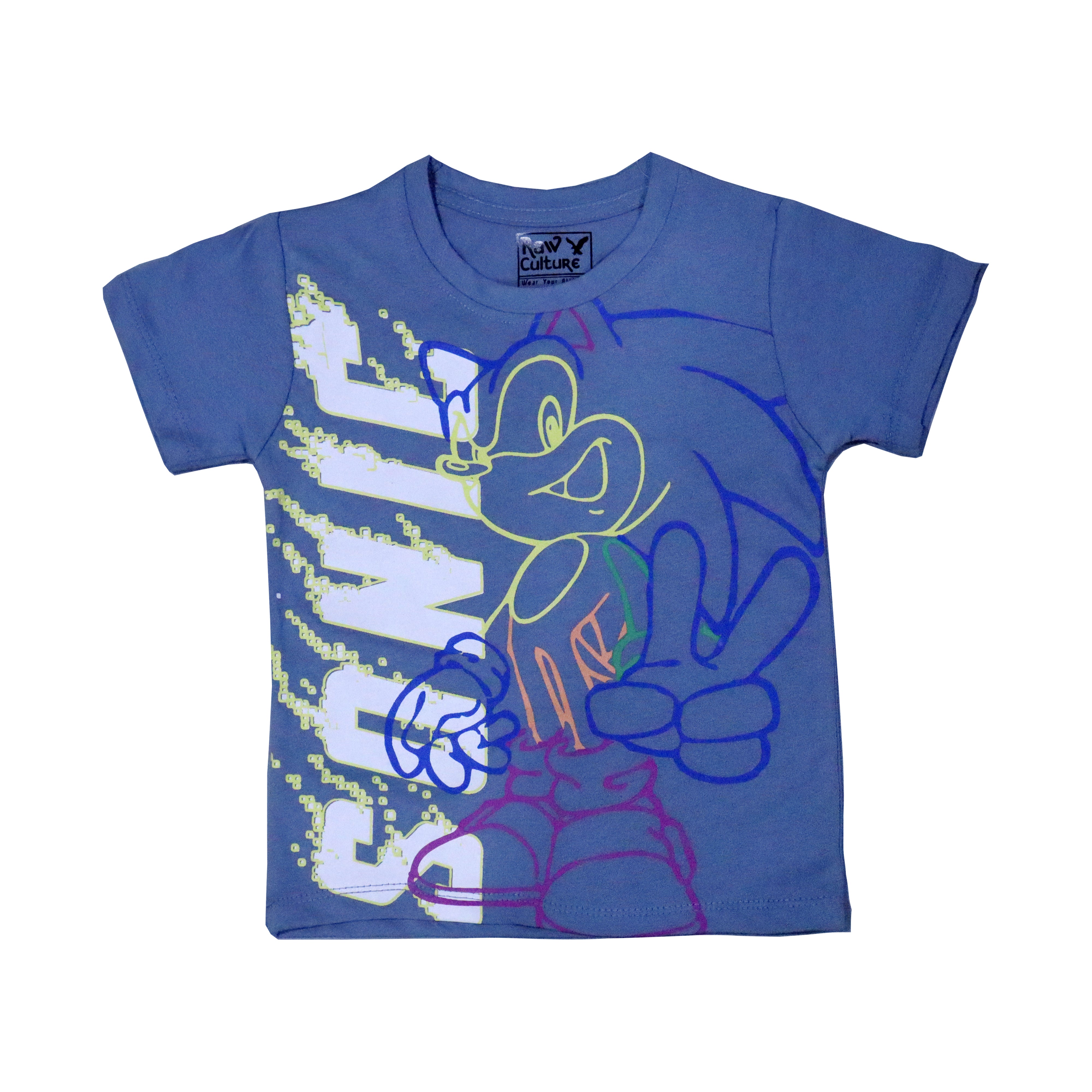 BLUE SONIC PRINT HALF SLEEVES T-SHIRT FOR BOYS Secondary image