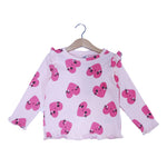 Load image into Gallery viewer, PEACH WITH HEARTS PRINT DROP NIDDLE RIBBED FABRIC SUIT FOR GIRLS MID SEASON
