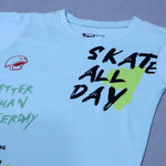Load image into Gallery viewer, SKY BLUE SKATE ALL DAY PRINT HALF SLEEVES T-SHIRT FOR BOYS
