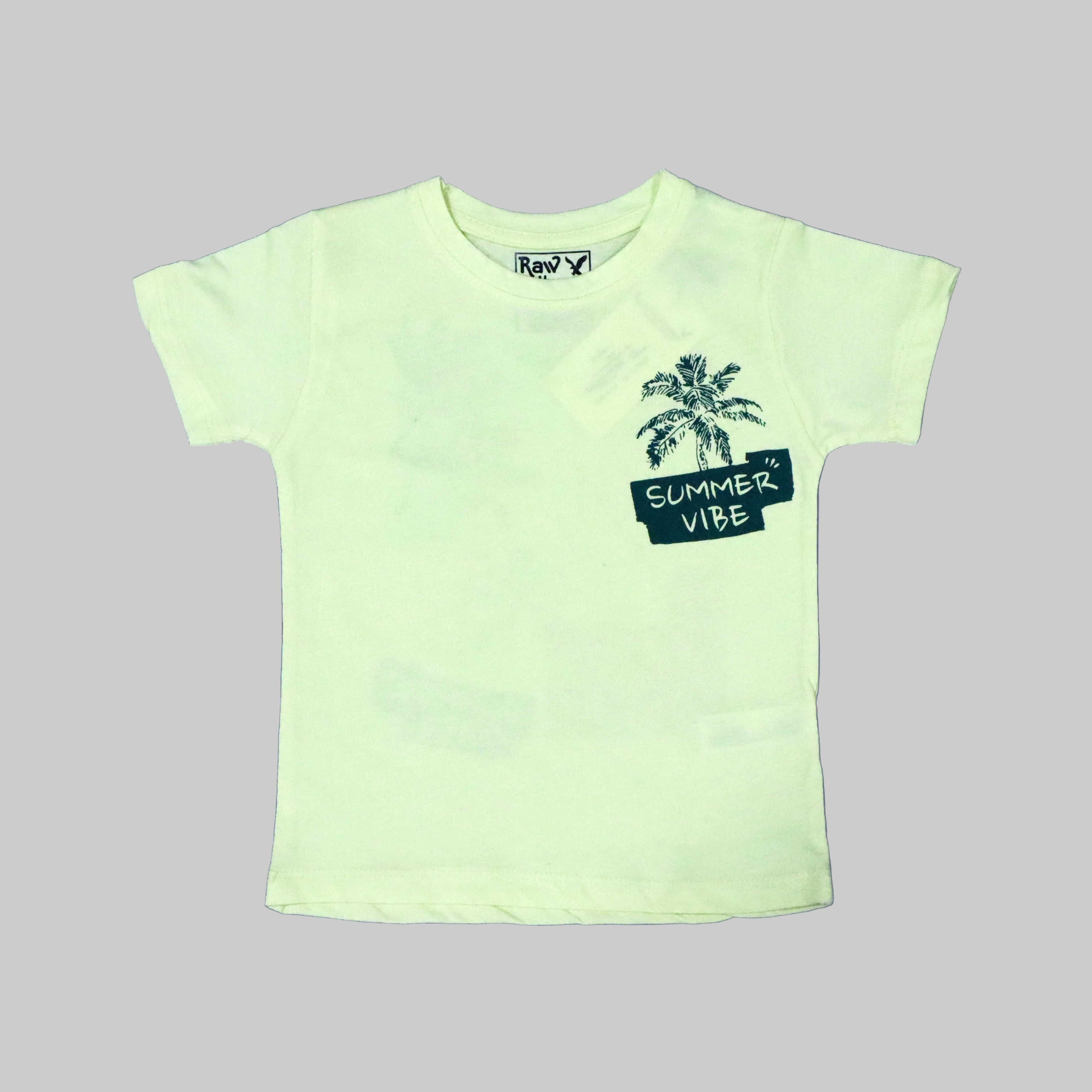 YELLOW "SUMMER VIBE" PRINT HALF SLEEVES T-SHIRT FOR BOYS