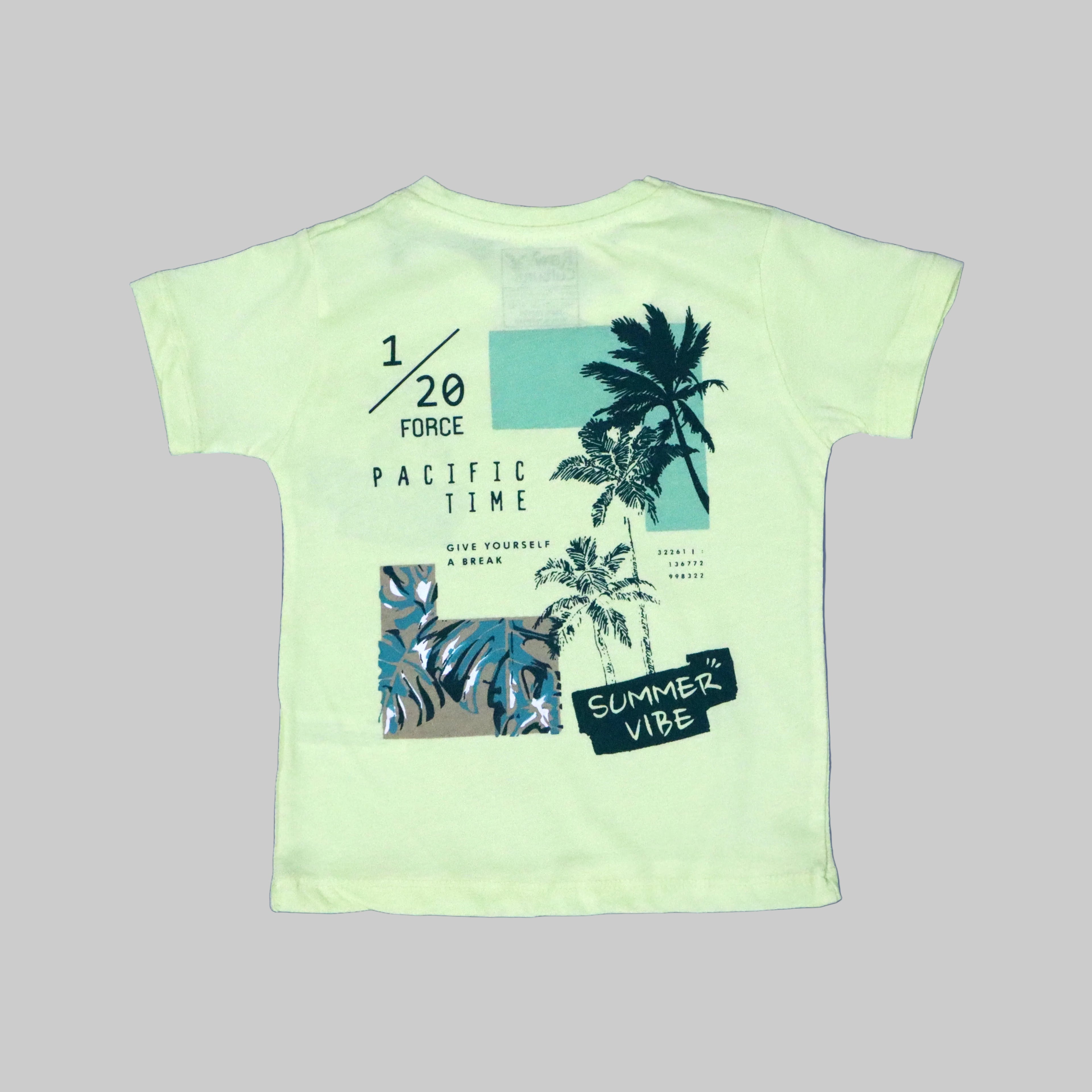 YELLOW "SUMMER VIBE" PRINT HALF SLEEVES T-SHIRT FOR BOYS
