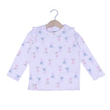 LIGHT PINK WITH RABBIT PRINT DROP NIDDLE RIBBED FABRIC SUIT FOR GIRLS MID SEASON