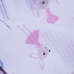 Load image into Gallery viewer, LIGHT PINK WITH RABBIT PRINT DROP NIDDLE RIBBED FABRIC SUIT FOR GIRLS MID SEASON

